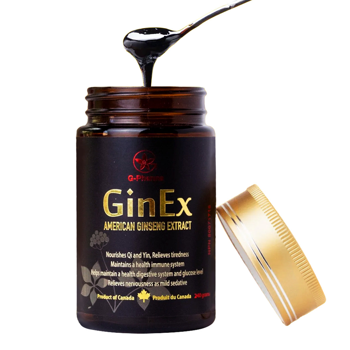 GinEx® 西洋蔘黑膏滋 (純膏劑-240g)G-Pharma Canada（Adaptogen Pharma Corporation)